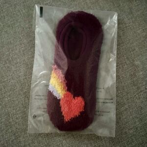 Rainbow Heart Cozy Slipper Socks